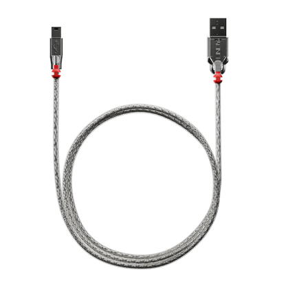 Lindy USB Mini to USB-A cable, transparent braided, stock connector — Wired In