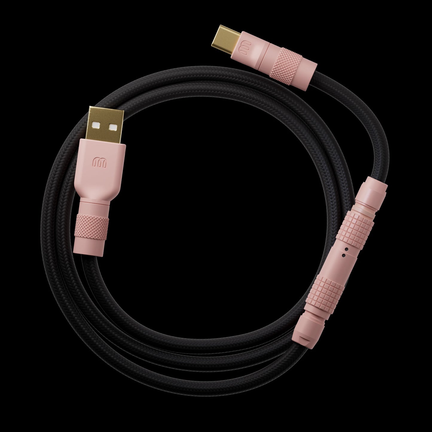 GMK Olivia cable — Dark (black sleeve, Olivia hardware)