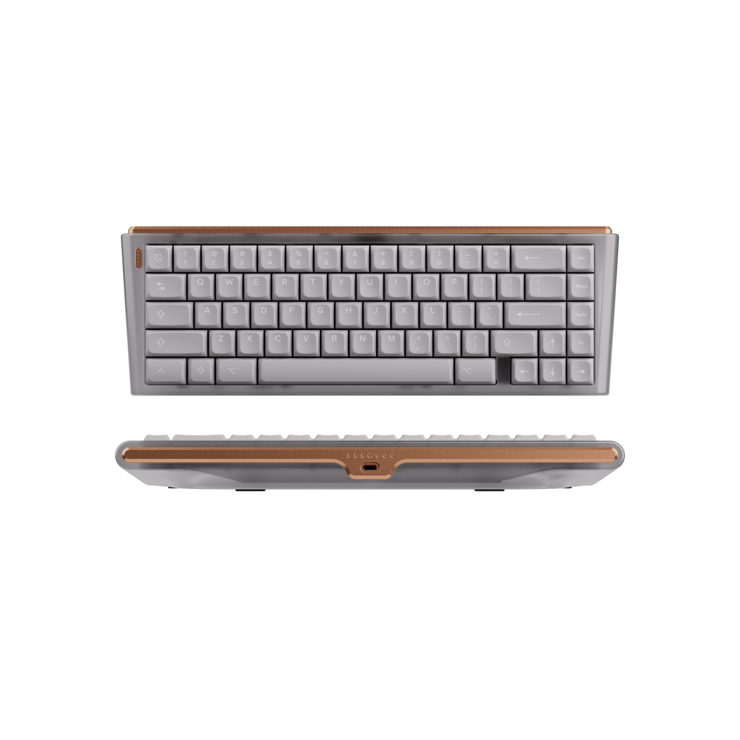Sonoma Flux — frosted polycarbonate with clear coated copper accents and weight