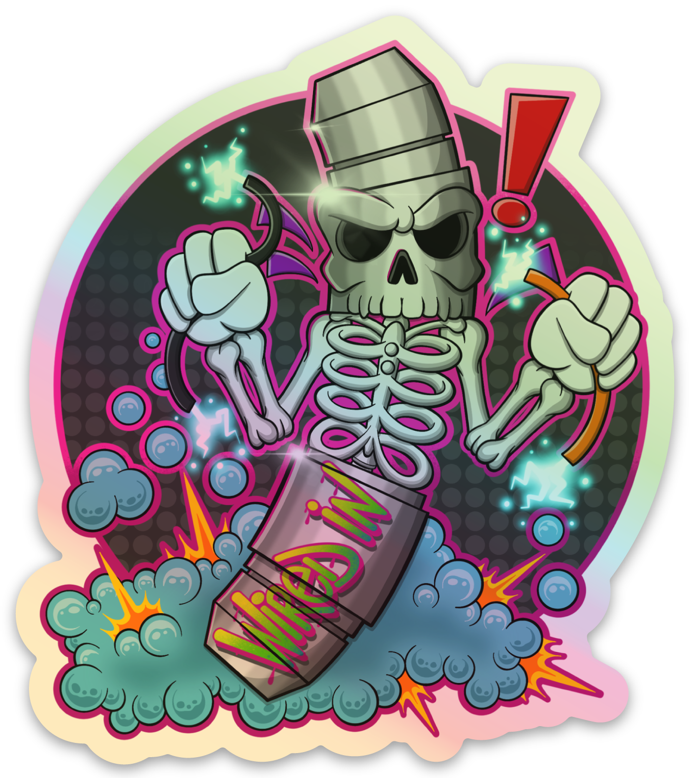 Wired In Mascot Holographic Stickers (Pack of Two) - Wired In